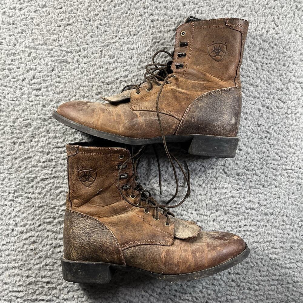 Ariat Men's Heritage Brown Leather Lace Up Lacer Roper Work Boots 11 D 32521